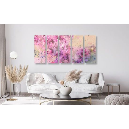 5 részes kép rózsaszín virágokkal teli ág