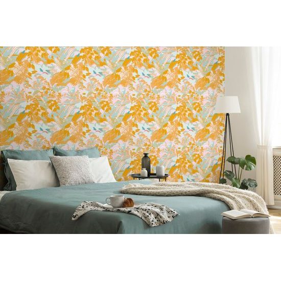 Öntapadó tapéta trópusi erdő sárga kivitelben