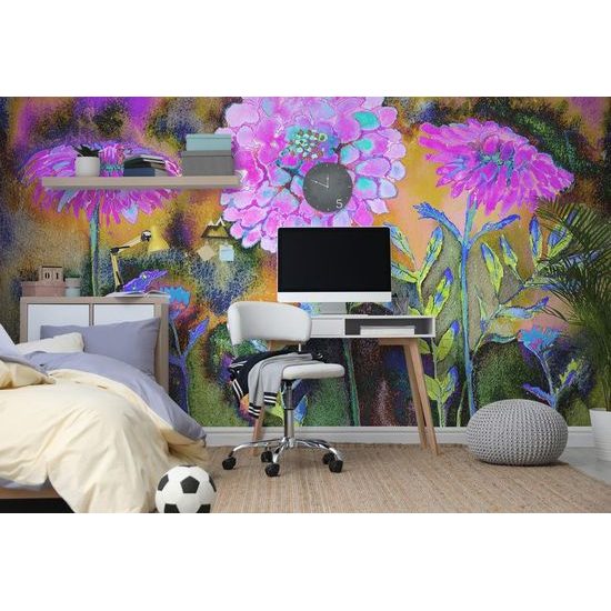 Öntapadó tapéta szokatlan lila virágok