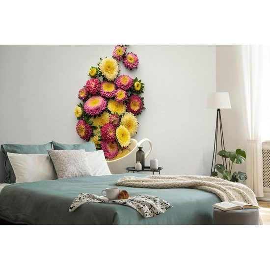 Öntapadó fotótapéta virágokkal teli csésze