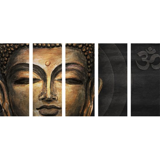5 részes kép meditáló Buddha
