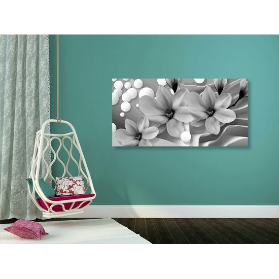 Kép fekete-fehér magnólia virágzása