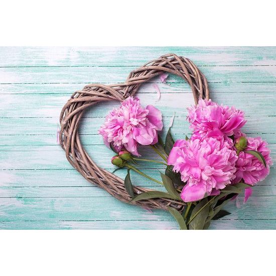 Öntapadó fotótapéta fa szív bazsarózsával