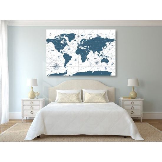 Parafa kép történelmi hangulatú világtérkép kék kivitelben