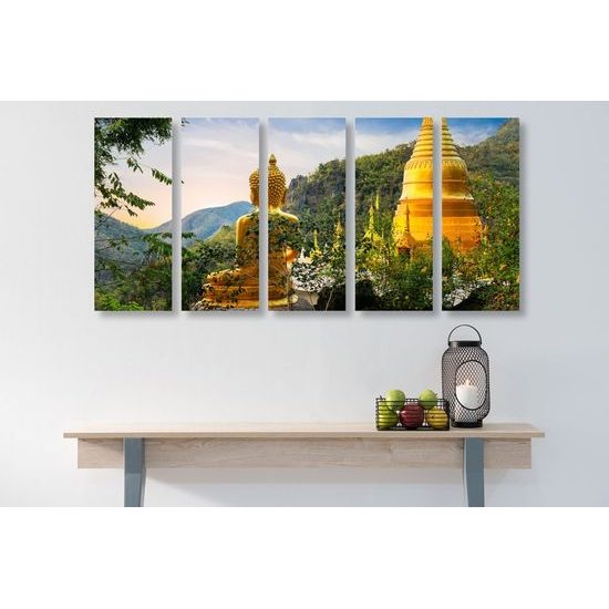 5 részes kép arany Buddha és a természet szépségei