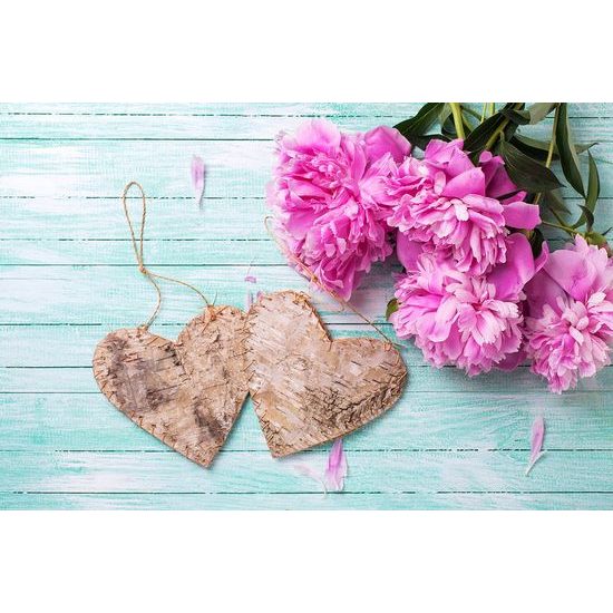 Öntapadó fotótapéta pünkösdi rózsa csokor szívvel