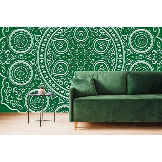 Tapéta kellemes Mandala zöld alapon