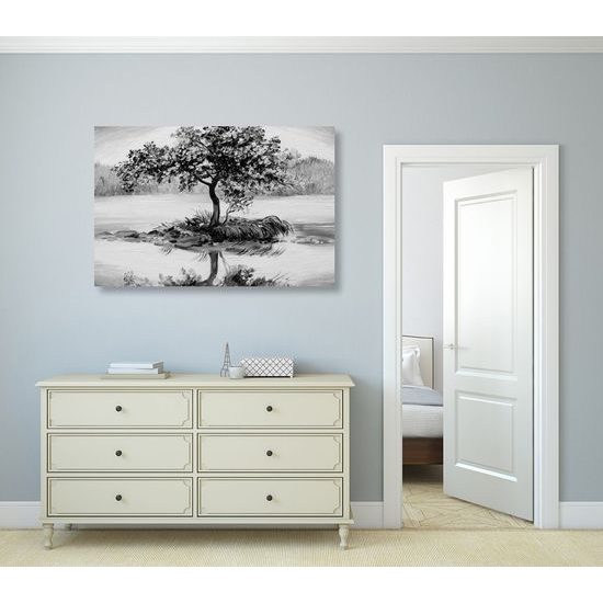 Kép cseresznyefa magában fekete-fehér kivitelben