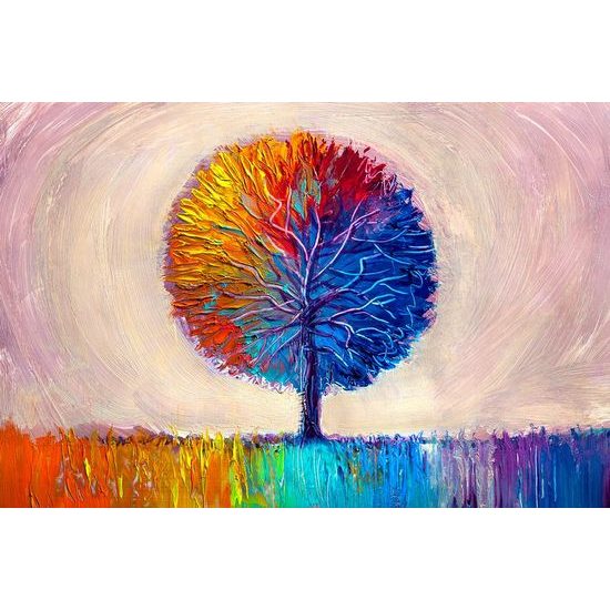 Öntapadó tapéta színes fa akvarell design