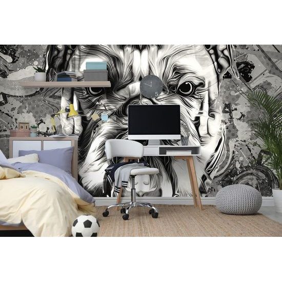 Fekete-fehér bulldog öntapadó tapéta pop art kivitelben