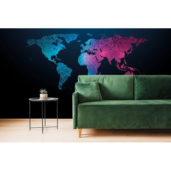 Öntapadó tapéta világtérkép gyönyörű neon részlettel