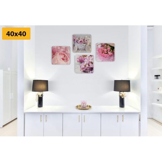 Képszett lágy virágok rózsaszín árnyalatokban