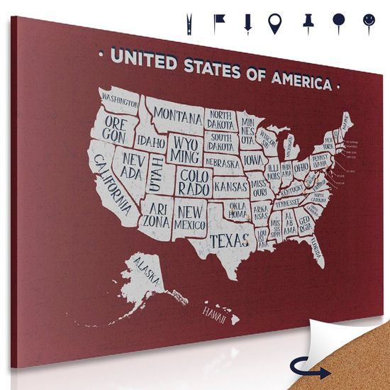 Parafa kép az USA modern bordó térképe államokkal