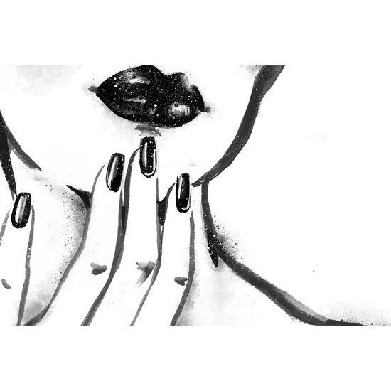 Kép festett portré fekete-fehér kivitelben