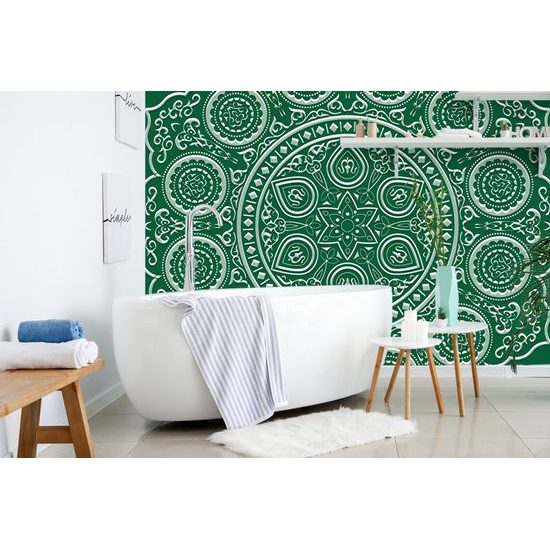Tapéta kellemes Mandala zöld alapon
