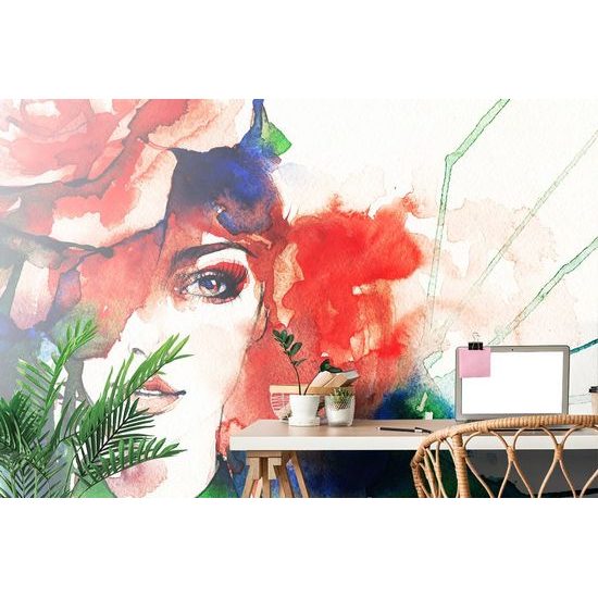 Tapéta portré kép- egy hölgy tele színekkel