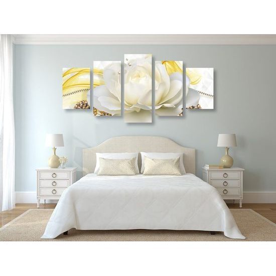 5 részes kép luxus virág gyöngyökkel