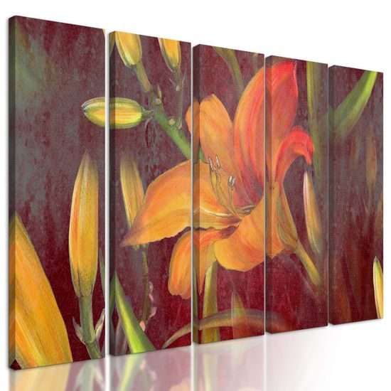 5 részes kép virágzó liliom festménye