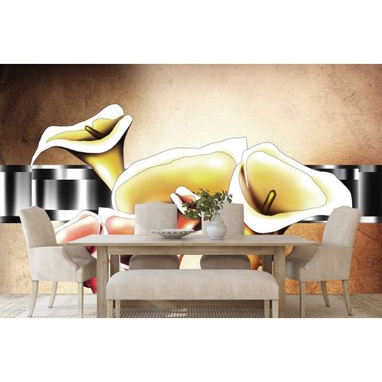 Öntapadó tapéta bájos etnikai calla virágok