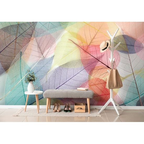 Öntapadó tapéta átlátszó színes levelek