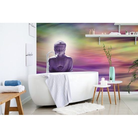 Tapéta meditáló Buddha egy absztrakt háttéren