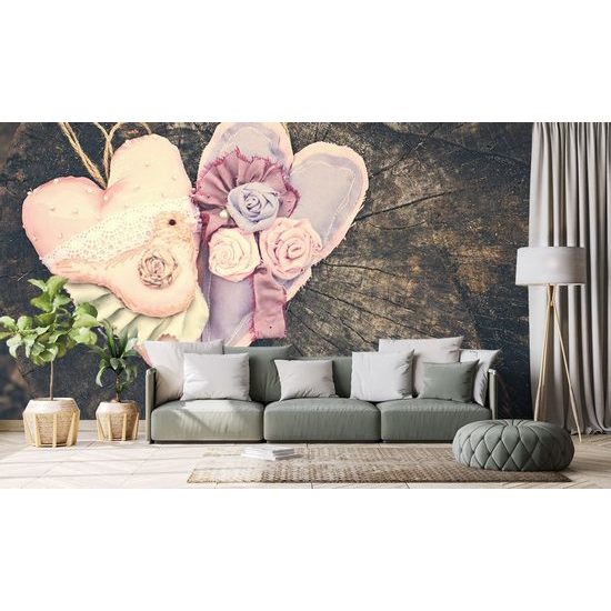 Öntapadó fotótapéta kézzel készített szívek fára