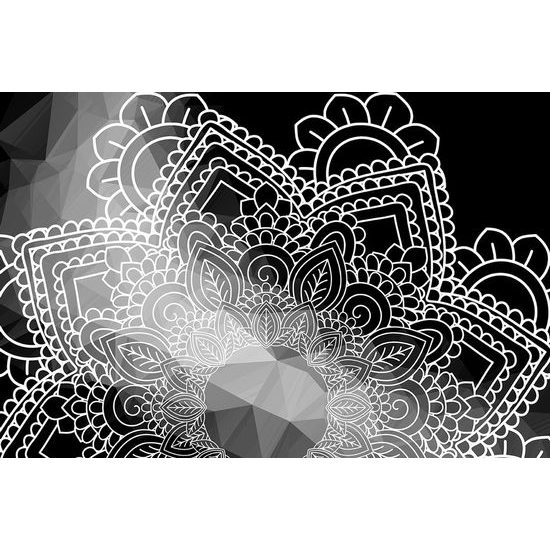 Fekete-fehér Mandala mintás tapéta