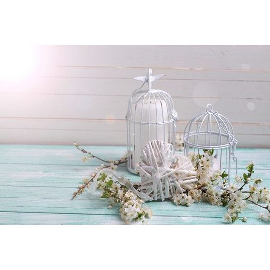 Öntapadó fotótapéta fehér lámpások szívvel