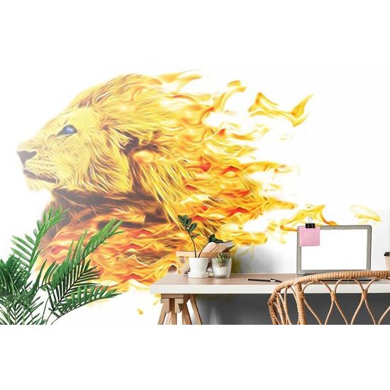 Tűzes oroszlánfej öntapadó tapéta