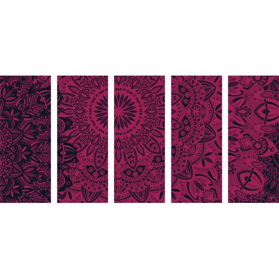5 részes kép modern Mandala fekete-rózsaszín kivitelben