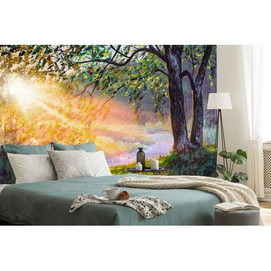 Ébredő reggeli erdő tapéta