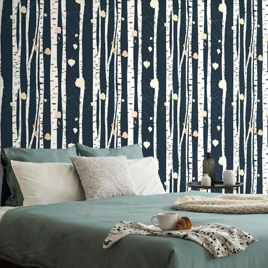 Öntapadó tapéta titokzatos nyírfák a holdfényben