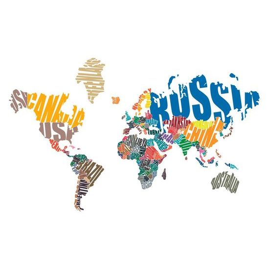 Öntapadó tapéta az egyes országok nevéből összeállított világtérkép