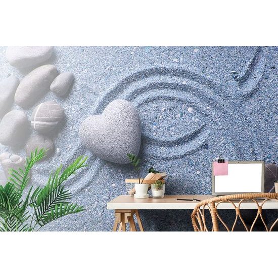 Öntapadó fotótapéta kő szív a homokban