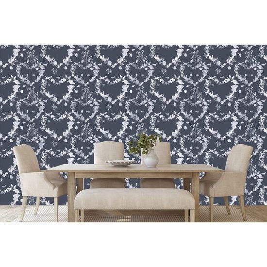 Öntapadó tapéta romantikus virágos szívek kék alapon