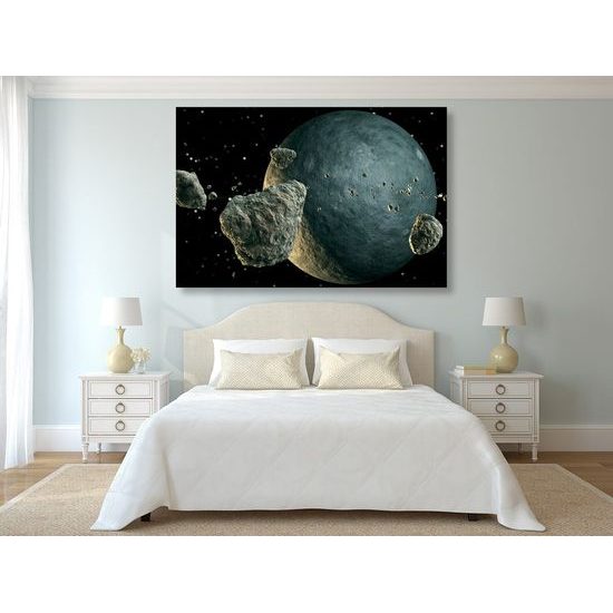 Kép ismeretlen bolygó körül keringő meteoritok