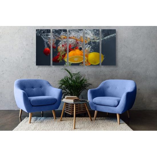 5 részes kép vízbe mártott gyümölcs