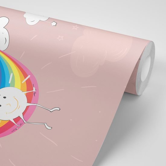 Öntapadó tapéta színes szivárványok a felhők között