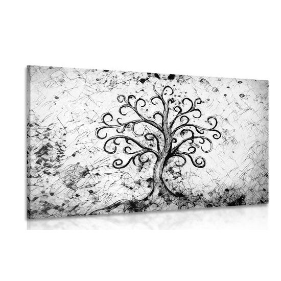 Kép életfa szimbóluma fekete-fehér kivitelben