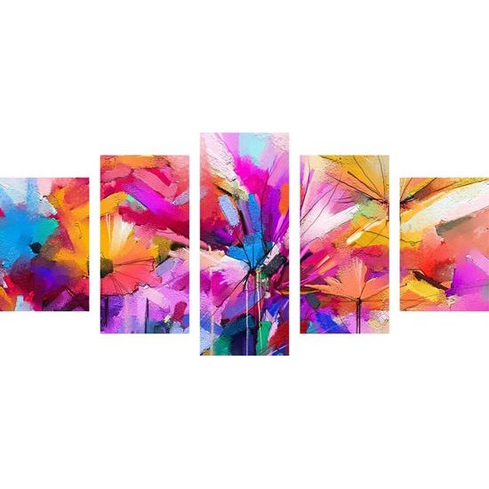 5 részes kép sokszínű virágok absztrakciója