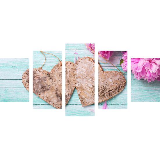 5 részes kép parafa szívecskék