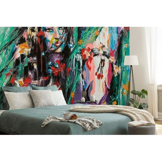 Tapéta festmény lány a ló közelében