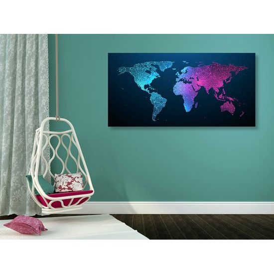 Parafa kép Világtérkép gyönyörű neon részlettel