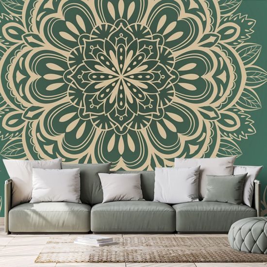Tapéta Mandala smaragd alapon