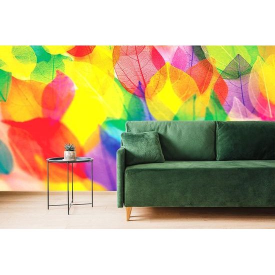 Öntapadó tapéta részletes színes levelek