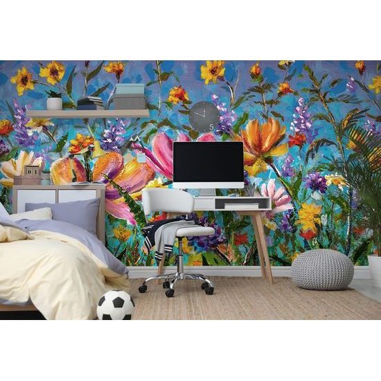 Egyedi öntapadó tapéta színes réti virágokból