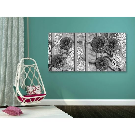 Kép gerbera virágok fekete-fehér kivitelben