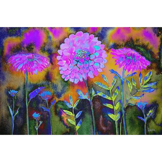 Öntapadó tapéta szokatlan lila virágok