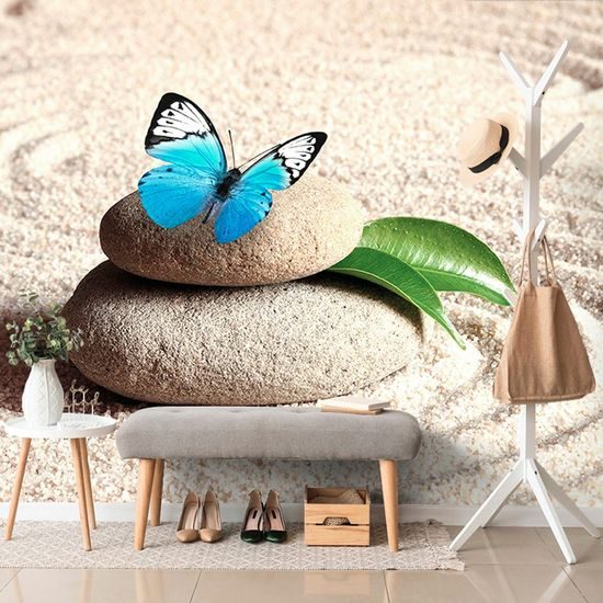 Öntapadó fotótapéta gyönyörű pillangó a zen kertben