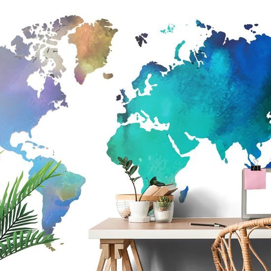 Tapéta akvarell világtérkép